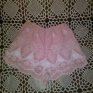 Handmade Pink Lace Shorts, size M/L
